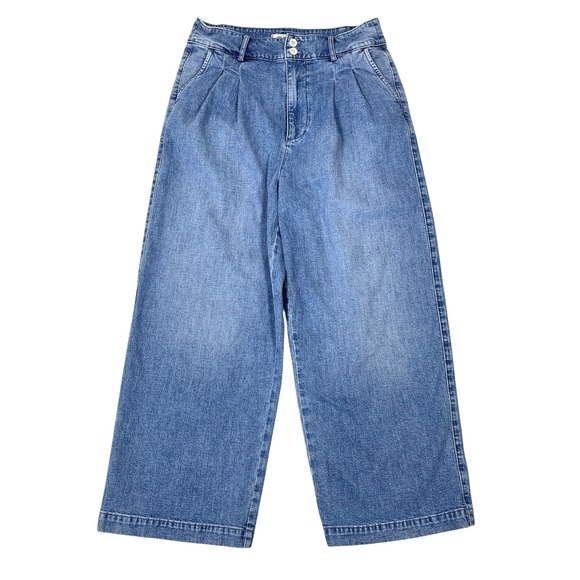 Madewell Denim - Madewell Pleated Wide-Leg Jeans Womens 28x25 Light Wash High Rise Ankle Retro